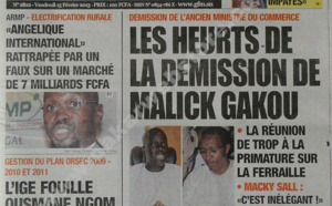 A la Une du Journal L'observateur du vendredi 15 février 2013