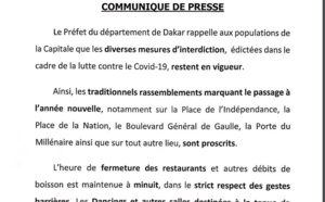Covid-19 et fin d'année: Les salles destinées à la tenue des soirées dansantes, restent fermées, les rassemblements à la Place de l'indépendance, de la Nation, etc., interdits...