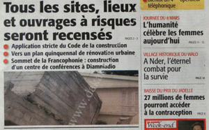 A la Une du Journal Le Soleil du vendredi 08 Mars 2013