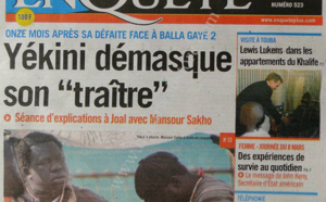 A la Une du Journal EnQuête du vendredi 08 Mars 2013
