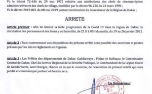 Couvre-feu, interdiction de manifestation… : voici les arrêtés des gouverneurs de Dakar et Thiès