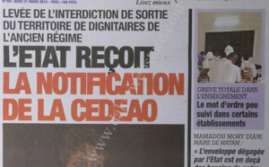 A la Une du Journal Direct info du jeudi 21 mars 2013