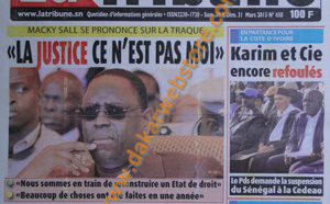 A la Une du journal La Tribune du Samedi 30 mars 2013
