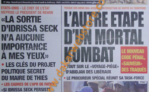A la Une du journal L'Observateur du Samedi 30 mars 2013