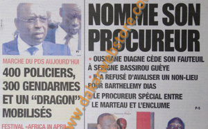 A la Une du Journal L'Observateur du mardi 23 Avril 2013