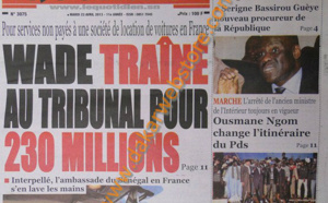 A la Une du Journal Le Quotidien du mardi 23 Avril 2013