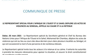 Mohamed Ibn Chambas, le représentant spécial pour l'Afrique de l'Ouest et le Sahel, déplore les actes de violence au Sénégal...