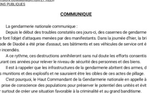 Attaques contre les casernes, la Gendarmerie avertit