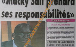 A la Une du Journal L'Office du jeudi 25 Avril 2013