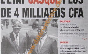 A la Une du Journal Sud Quotidien du vendredi 26 Avril 2013