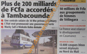 A la Une du Journal Le Soleil du vendredi 26 Avril 2013