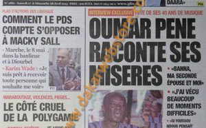 A la Une du Journal L'Observateur du samedi 27 Avril 2013