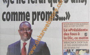 A la Une du Journal Rewmi du lundi 29 Avril 2013