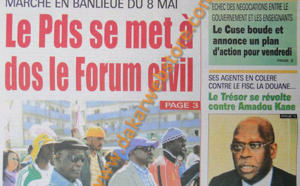 A la Une du Journal Walfadjri du mardi 30 Avril 2013