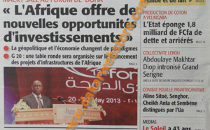 A la Une du Journal Le Soleil du mardi 21 mai 2013