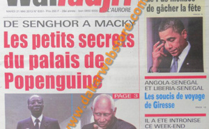 A la Une du Journal Walfadjri du mardi 21 mai 2013