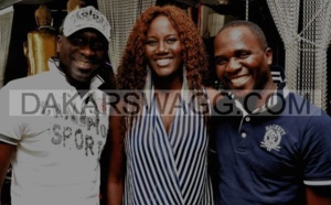 Adja Ombelico et son mari en compagnie de Assane Lô de l’agence voodoo Communication
