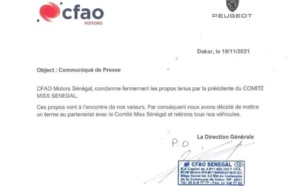 AMINA BADIANE EN FLAGRANT DÉLIT D'APOLOGIE DU VIOL: Cfao "déchire" son partenariat avec le comité Miss Sénégal