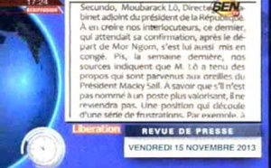 Revue de presse du vendredi  15 Novembre 2013 (Sen-Tv)
