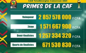 CAN 2021: le vainqueur de la finale aura une prime de 2 milliards 857 millions 578.000 F CFA