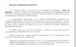 Propos blasphématoires de Serigne Lamine Sall : Le Cnra somme Walf Tv de présenter ses excuses et...