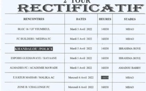 Coupe du Sénégal Seniors: Calendrier des matchs préliminaires