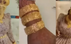 Mariage : Amina Saleh détrône Ngoye Fall avec son masque, sa ceinture et ses bracelets en or