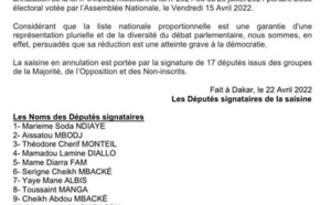 Modification du code électoral : Des députés de l'opposition saisissent le Conseil constitutionnel