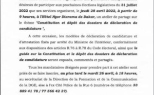 Législatives 2022: La Direction générale des élections organise ce jeudi, un atelier de partage sur la constitution et le dépôt des dossiers de candidature