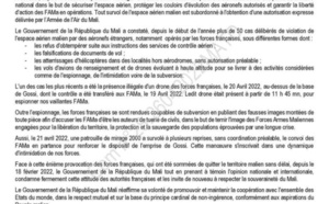 Violation de son espace aérien: le Gouvernement Malien condamne cette "provocation des forces francaises"