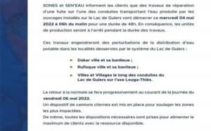 Pénurie en vue : La Sen’Eau annonce une coupure d’eau jusqu’au vendredi, voici les zones concernées
