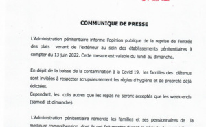 Administration pénitentiaire: Malgré la reprise des repas, les règles d'hygiène édictées sont à respecter pour les visiteurs