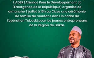 L'ADER, avec Aliou Dembourou Sow, va offrir des moutons de Tabaski aux jeunes entrepreneurs de Dakar