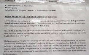  Wave Burkina: Protocole d'accord et accompagnement de 3 mois de salaire et quelques avantages aux licenciés 