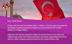 La Turquie vient de supprimer le e-visa pour tous les ressortissants Africains sauf...