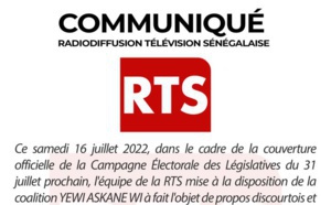 Propos de Sonko, la RTS contre-attaque