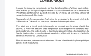 Communiqué de la Biennale de l’Art africain contemporain