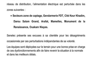 Impact des inondations: La Senelec informe sa clientèle de perturbations dans certaines zones