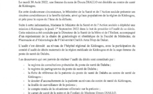 Décès de Mme Doura Diallo en salle d’accouchement : audit et version du ministère de la Santé