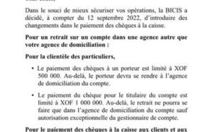Changement dans le secteur bancaire : La BICIS plafonne les retraits hors domiciliation des clients…
