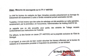 Sabotage de Fallou Guèye: La Direction des Domaines exige la sécurisation du site, jusqu'à expulsion du promoteur