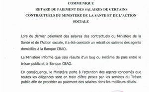 Retard de paiement pour certains contractuels: Le ministère de la Santé et de l'Action sociale précise