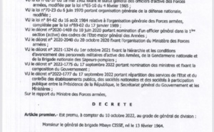 Armée Sénégalaise-Nouvelles nominations : le général de brigade Mbaye Cissé promu général de division