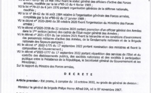 Armée Sénégalaise-Nouvelles nominations le général de brigade Philipe Henry Alfred Dia devient général de division