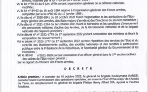 Armée sénégalaise - Nouvelles nominations : Souleymane Kandé, Général de Brigade, chef d’état-major de l’Armée de Terre
