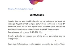 Woyofal connait quelques perturbations techniques ce mardi 1er novembre 2022 (Senelec)
