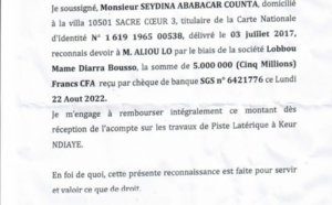 Construction de la piste latéritique, tronçon "Kelle Guèye - Keur Ndiaye Sam" : La société "Build" rétablit la vérité !