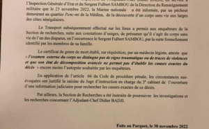 Mort du sergent Fulbert Sambou : Les précisions du Procureur de la République (Document)