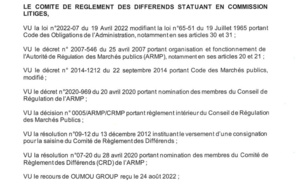 PROCASEF / Marché pour l'acquisition d'images satellitaires : L'ARMP rejette le recours de Oumou Group (Document)