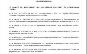 ARMP / Le Groupement Africonsult/Transecor conteste le rejet de son offre dans les marchés de prestations intellectuelles lancée par la société Safru Sa. (Document)